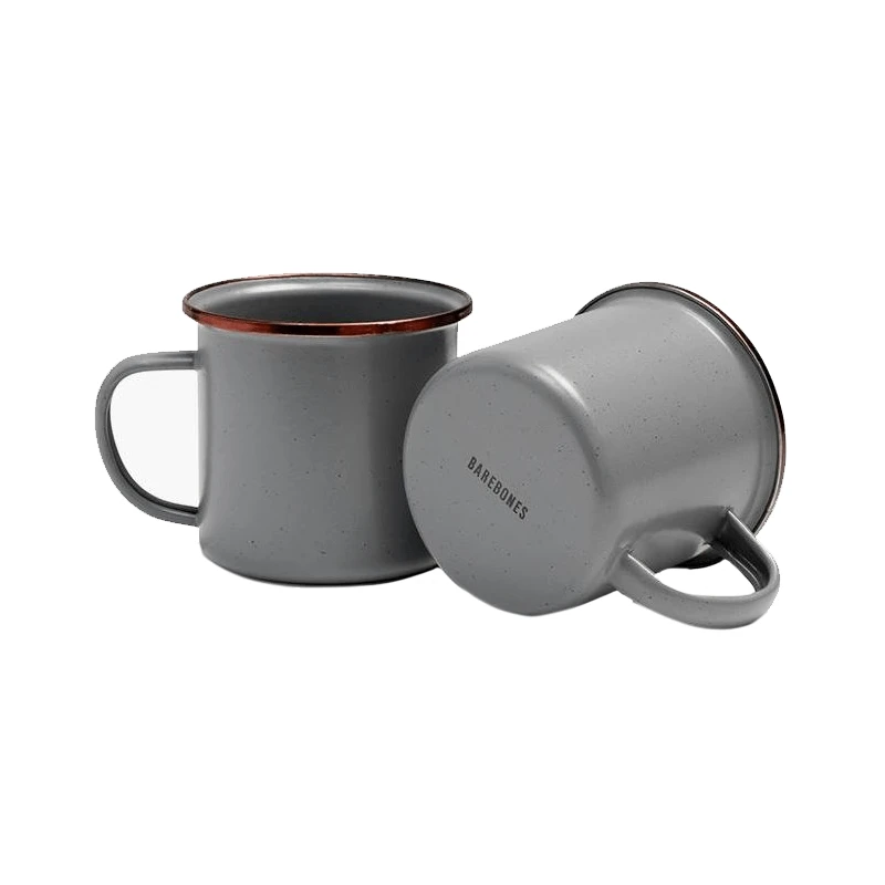 Barebones Geëmailleerde Beker - Set 2 Stuks Grijs 1 Barebones Geëmailleerde Beker - Set 2 Stuks Grijs