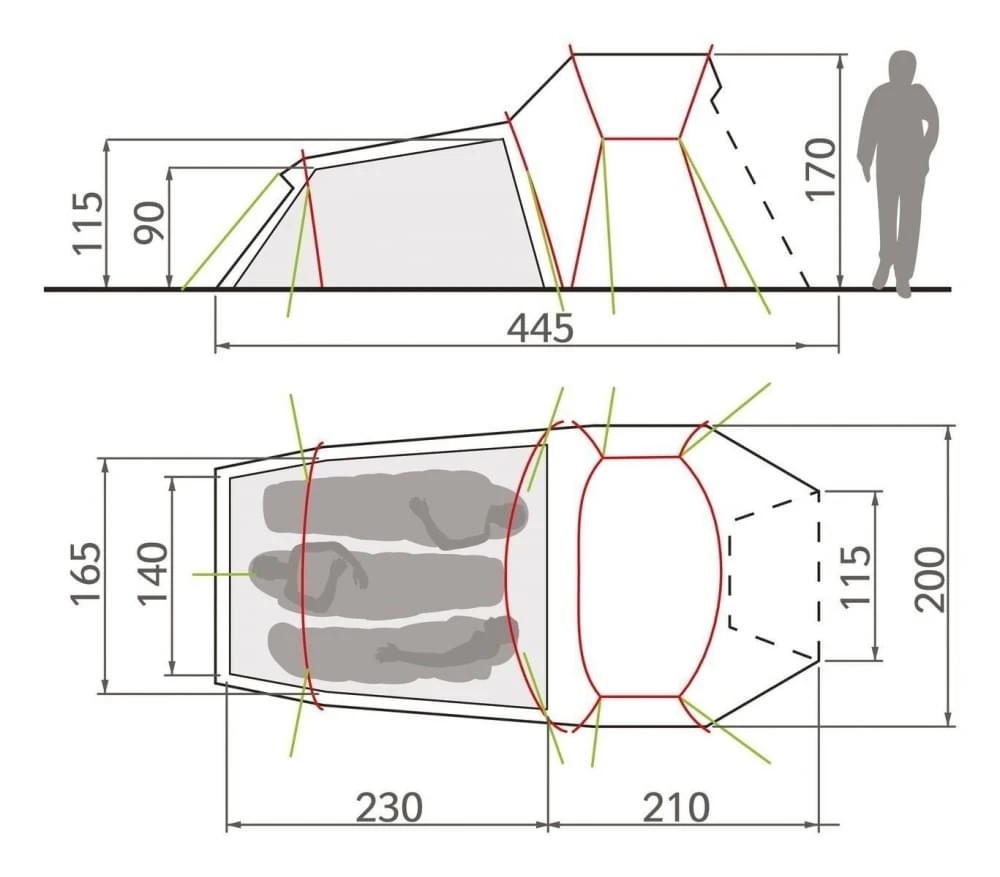 Vaude Chapel L XT 3P / 3 Persoons Tent Groen 5 Vaude Chapel L XT 3P / 3 Persoons Tent Groen - Afbeelding 5