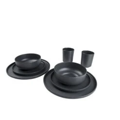 Bo-Camp Patom 16-delige Serviesset Donkergrijs -Kampeeruitrustingswinkel 79360 bo camp bc ind serviesset patom 16 dlg antraciet