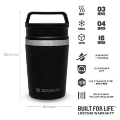 Stanley The Shortstack Travel Mug 0,23L Zwart 8 Stanley The Shortstack Travel Mug 0,23L Zwart -Kampeeruitrustingswinkel 82296 stanley the shortstack travel mug 023l