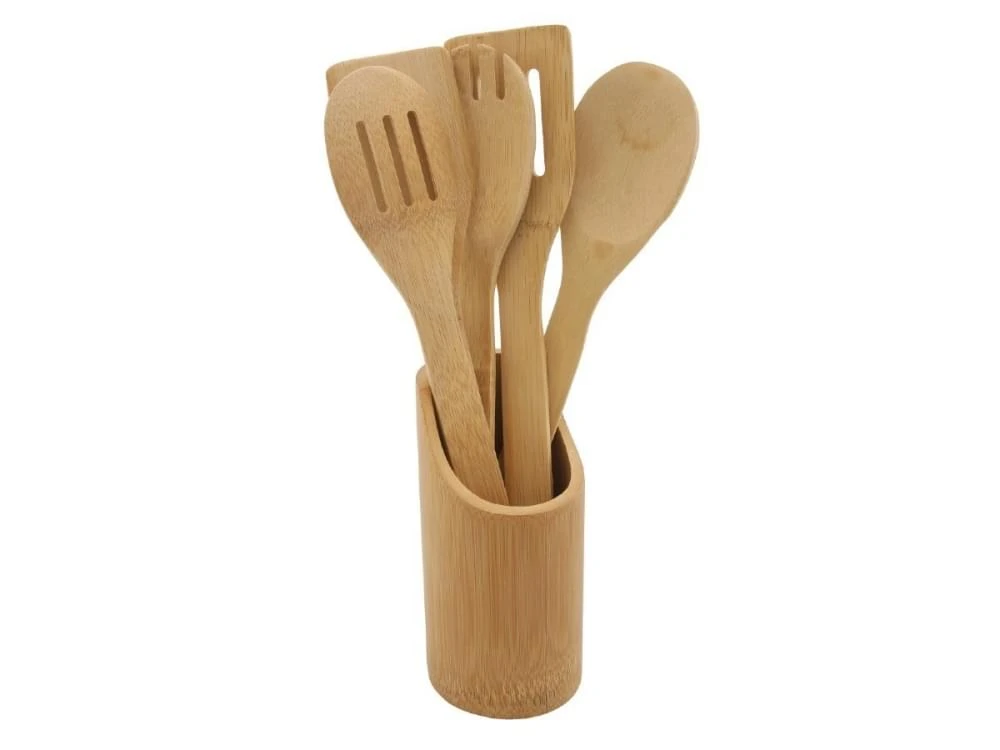 ML Bamboe Spatelset Met Houder 1 ML Bamboe Spatelset Met Houder