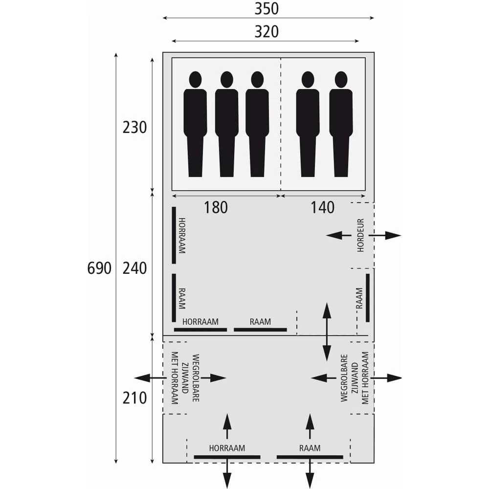 Bardani AirSpace 350 TC AIR - 5 Persoons Opblaastent 2 Bardani AirSpace 350 TC AIR - 5 Persoons Opblaastent - Afbeelding 2