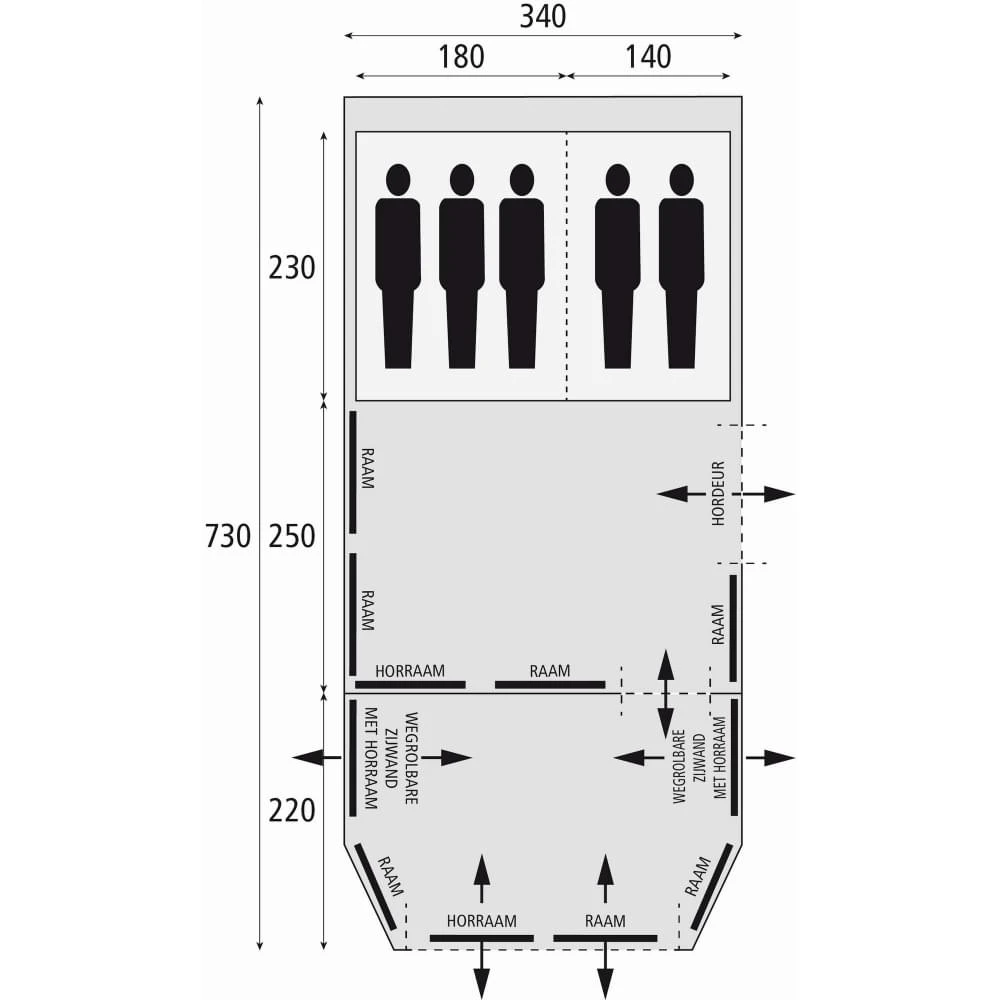 Bardani Royal Prestige 340 RSC / 5-Persoons Tent 2 Bardani Royal Prestige 340 RSC / 5-Persoons Tent - Afbeelding 2