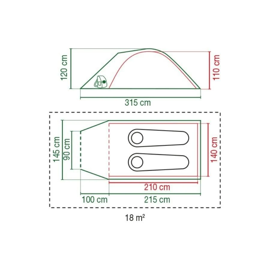 Coleman Darwin 2 Plus / 2 Persoons Tent Grijs 2 Coleman Darwin 2 Plus / 2 Persoons Tent Grijs - Afbeelding 2