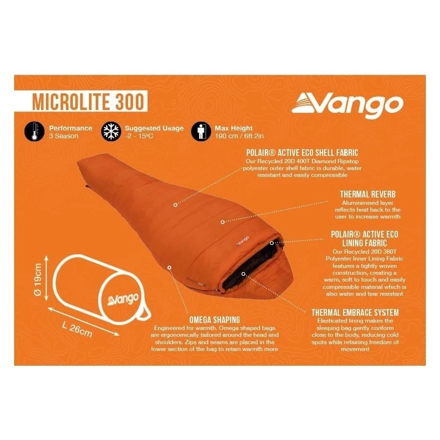 Vango Microlite 300 Mummy Slaapzak Synthetisch Oranje 3 Vango Microlite 300 Mummy Slaapzak Synthetisch Oranje - Afbeelding 3